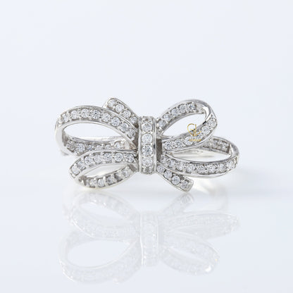 Round Cut Lab Grown Bow Knot Engagement Ring