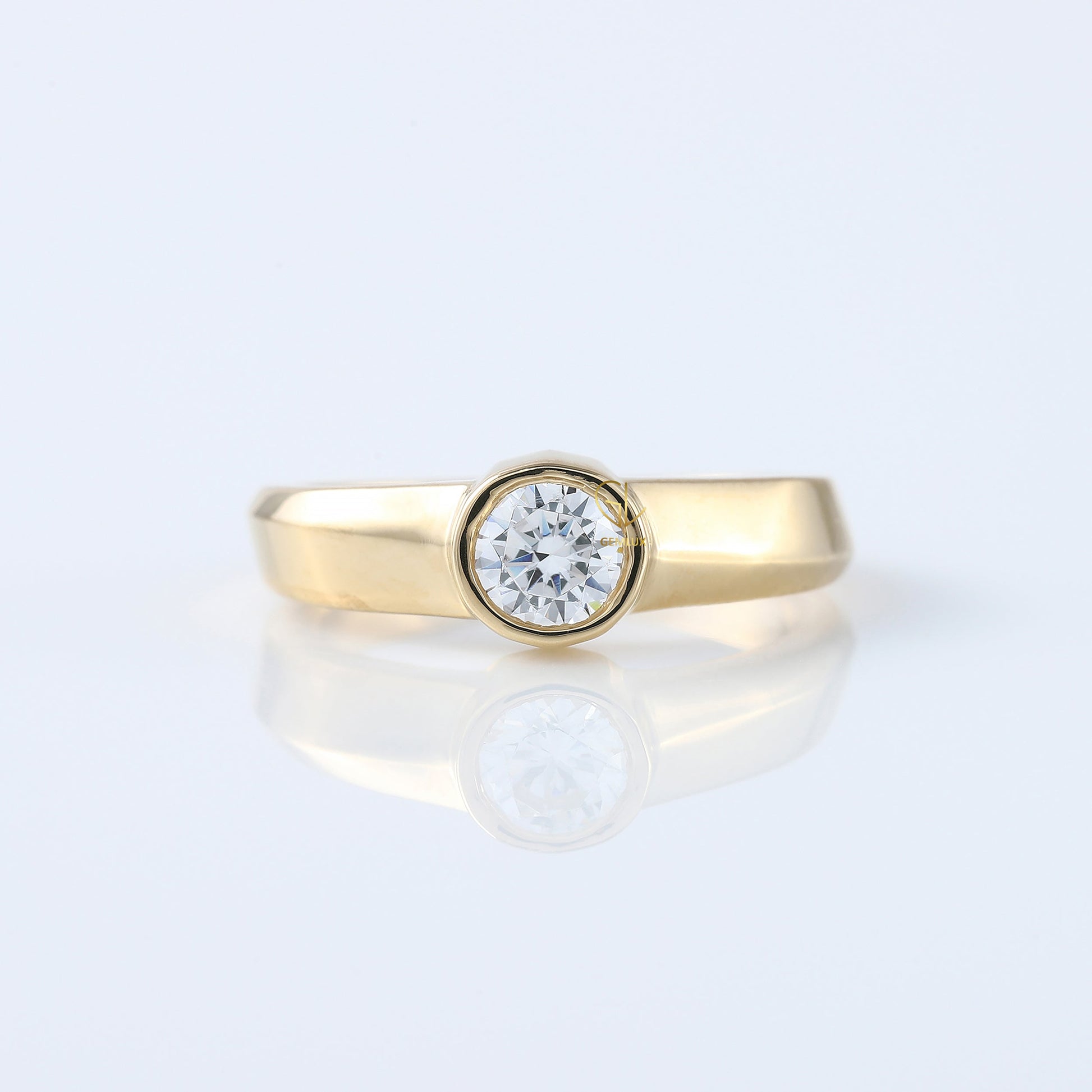 Round Cut Lab Grown Diamond Bezel Set Solitaire Ring