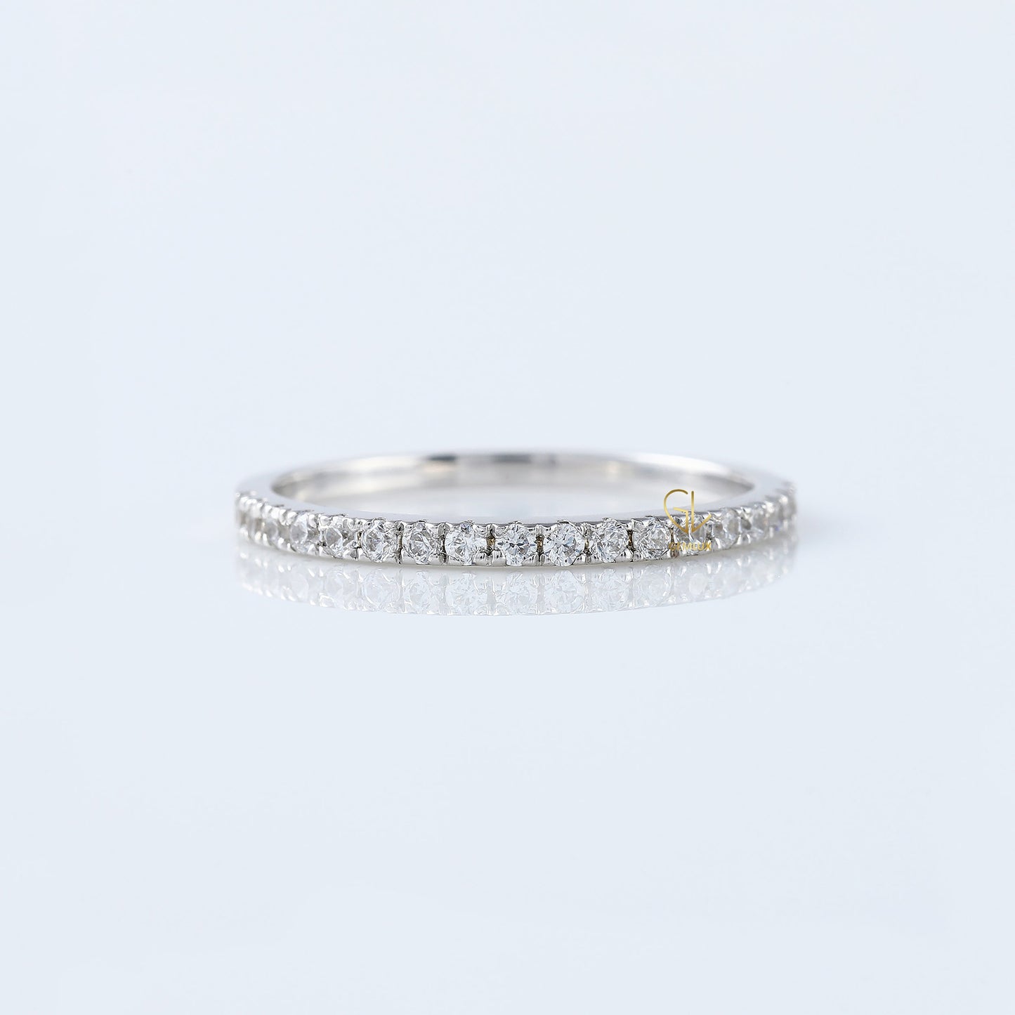 Round Cut Moissanite Delicate Eternity Wedding Band