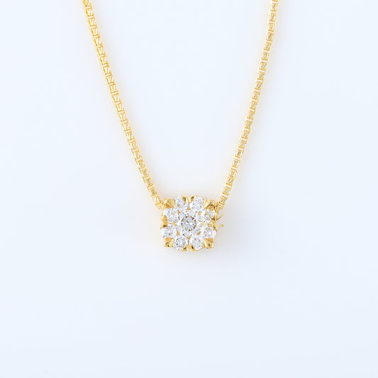 Round Cut Moissanite Floral Cluster Halo Pendant Necklace