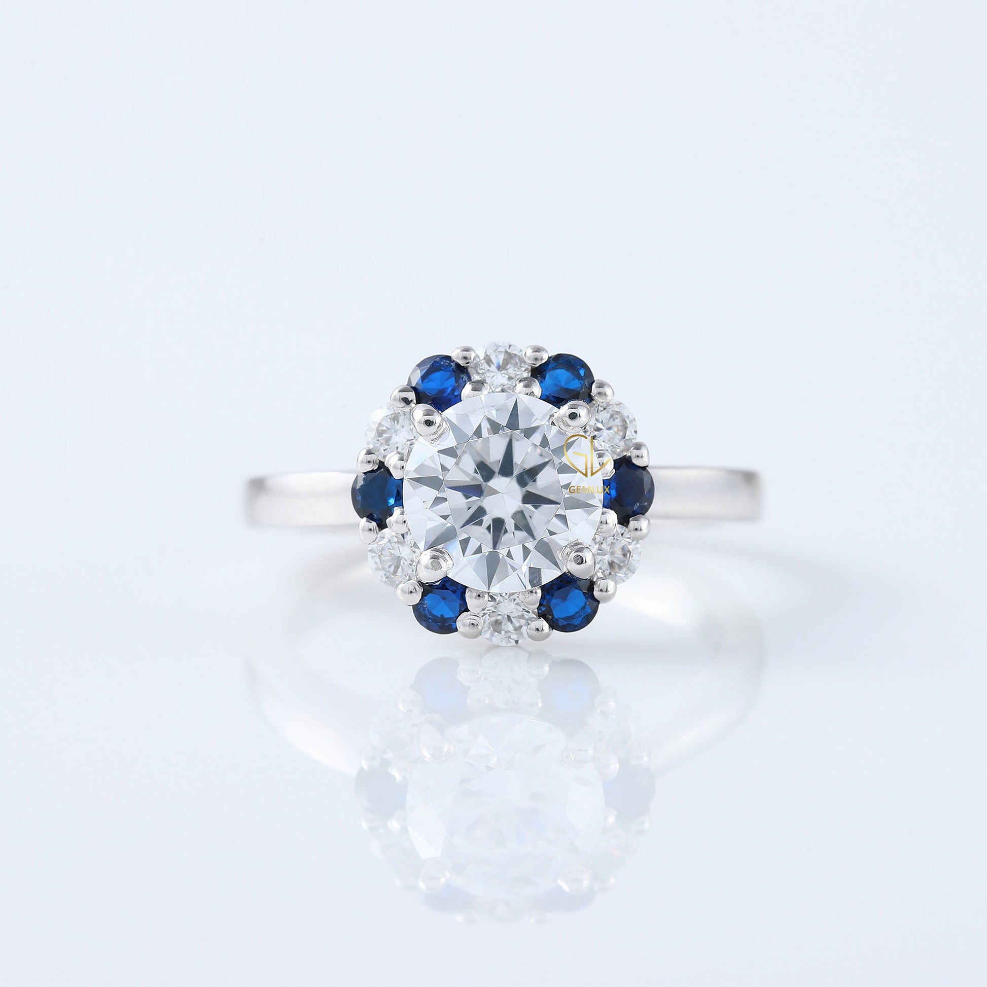 Round Cut Moissanite Halo Engagement Ring For Her