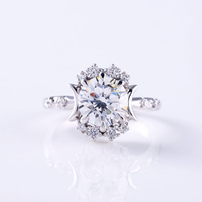Round Lab Grown Celestial Wedding Ring