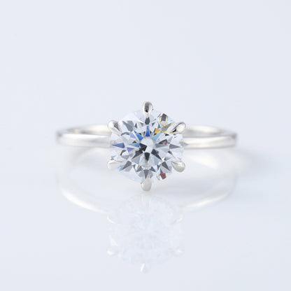 Round Moissanite Diamond Hidden Halo Solitaire Ring