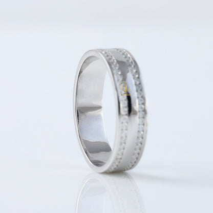 Round cut Lab Grown Diamond Two Row Band