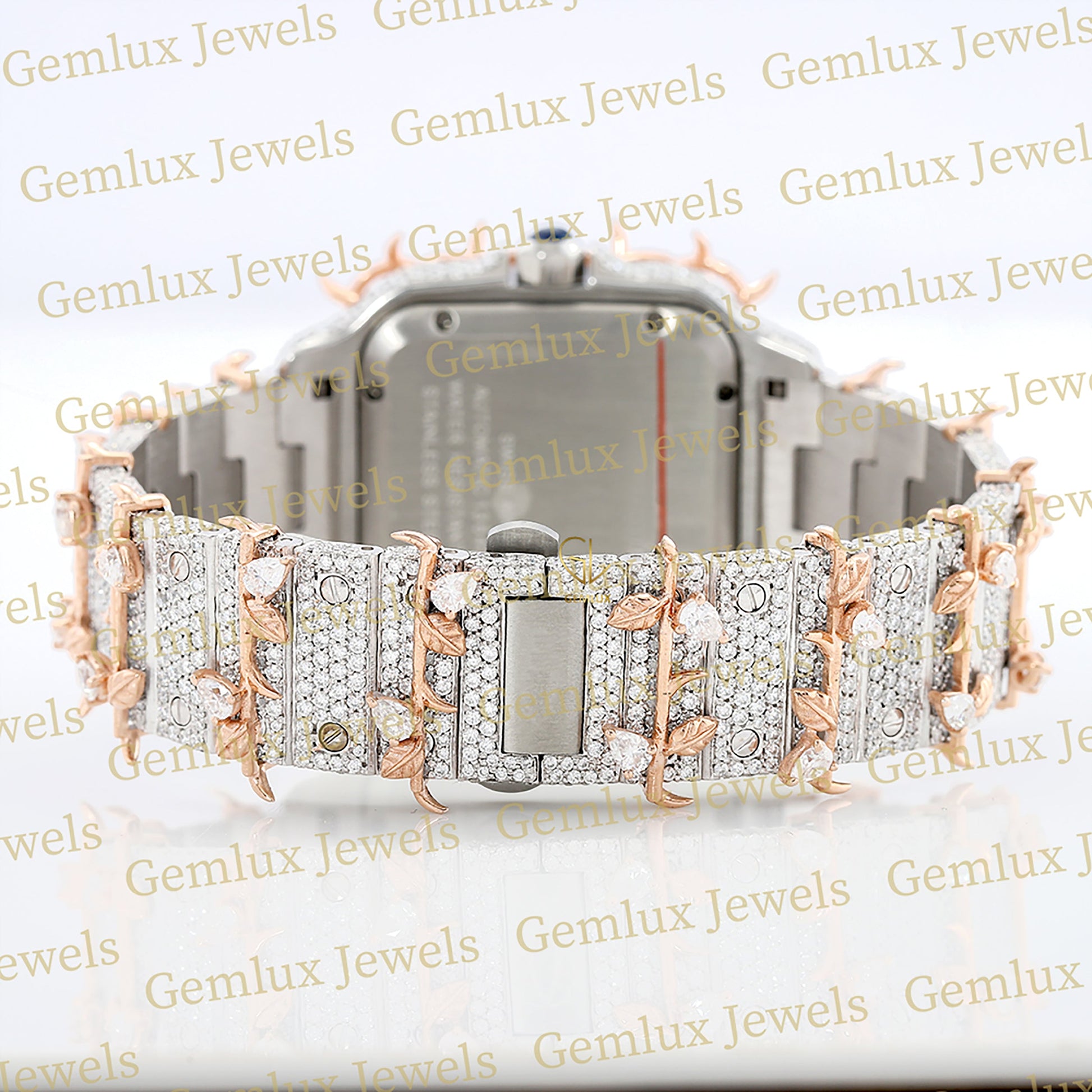 Square Roman Dial Iced Out Crown Thorn Hip Hop Watch