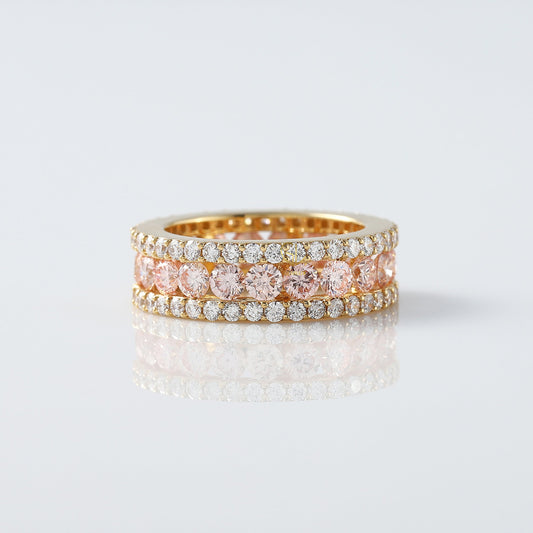 Three Row Pink & White Lab Grown Eternity Wedding Band lab created diamond engagement rings​ wedding band​ for women​ rose gold wedding band​ eternity band ring​ eternity ring​s diamond eternity ring​
