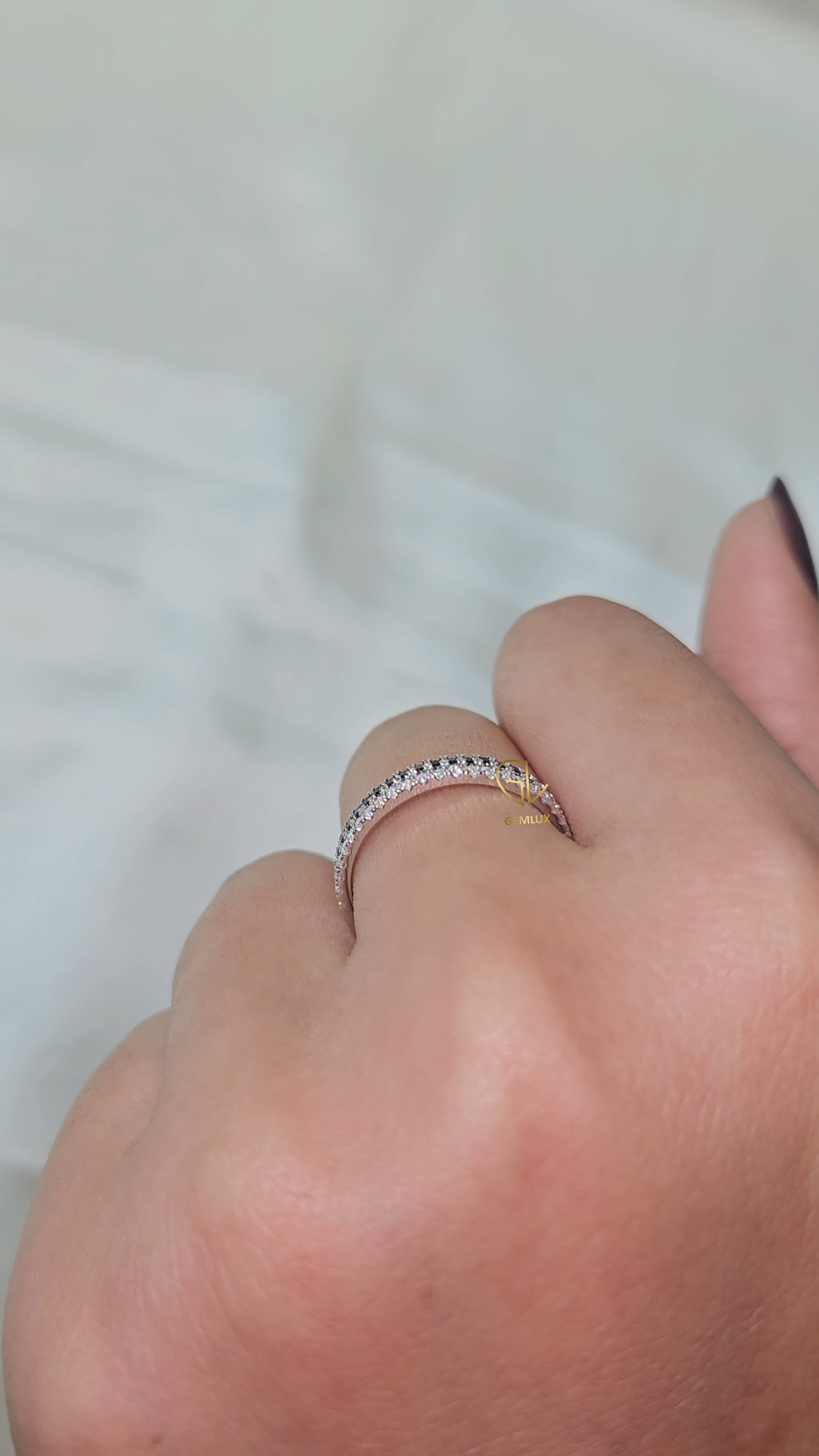 Two Row Round Cut Natural Diamond Eternity Band