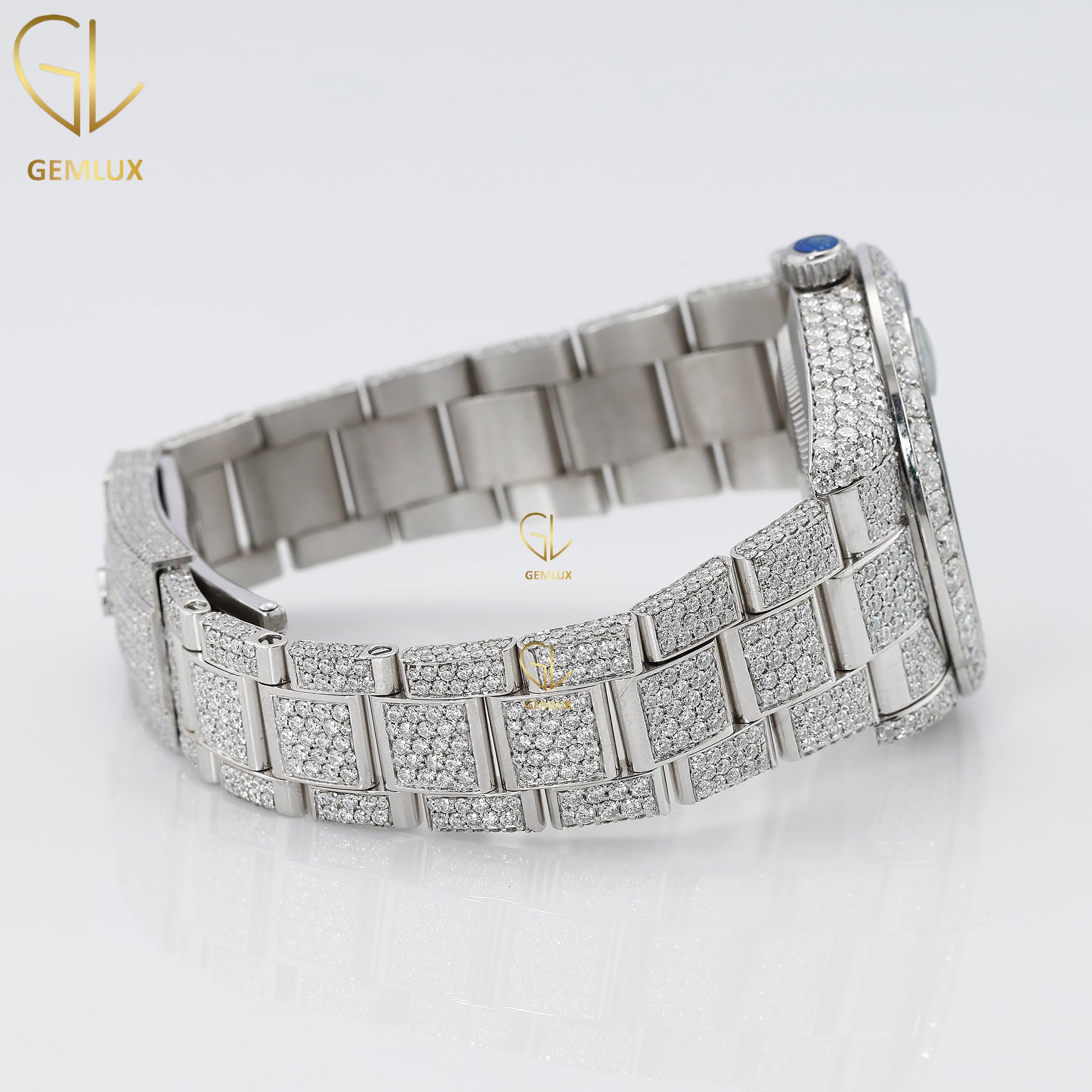 Full White Automatic Movement Iced Out Lab Grown Diamond Watch