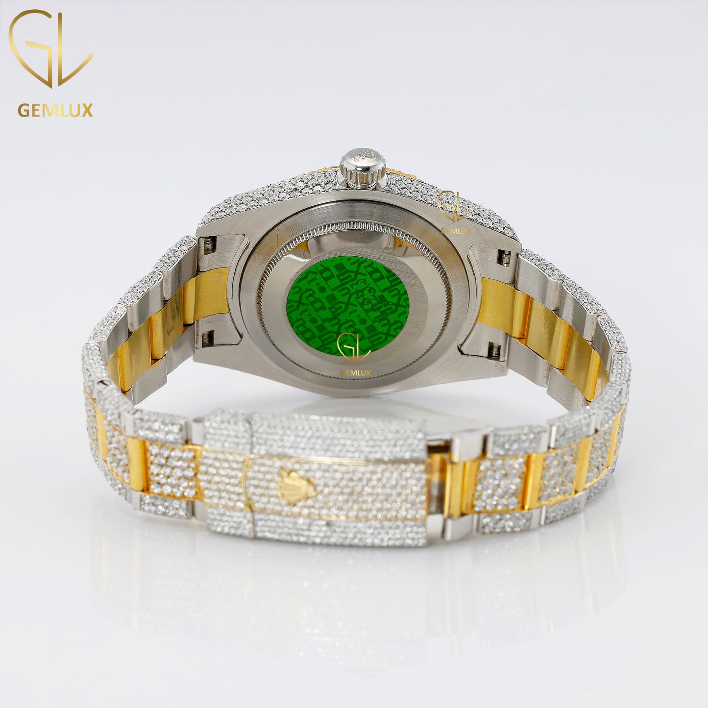 Two Tone Yellow Gold D VVS Moissanite Diamond Watch For Men