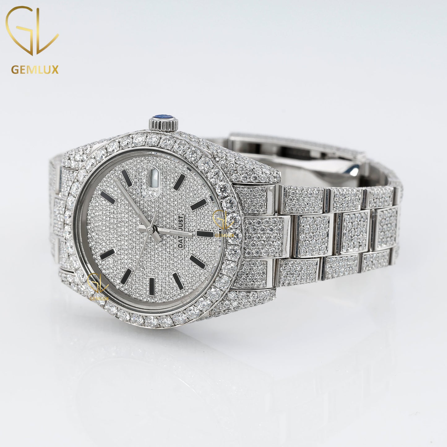 Automatic Movement Full White Iced Out D VVS Moissanite Diamond Watch