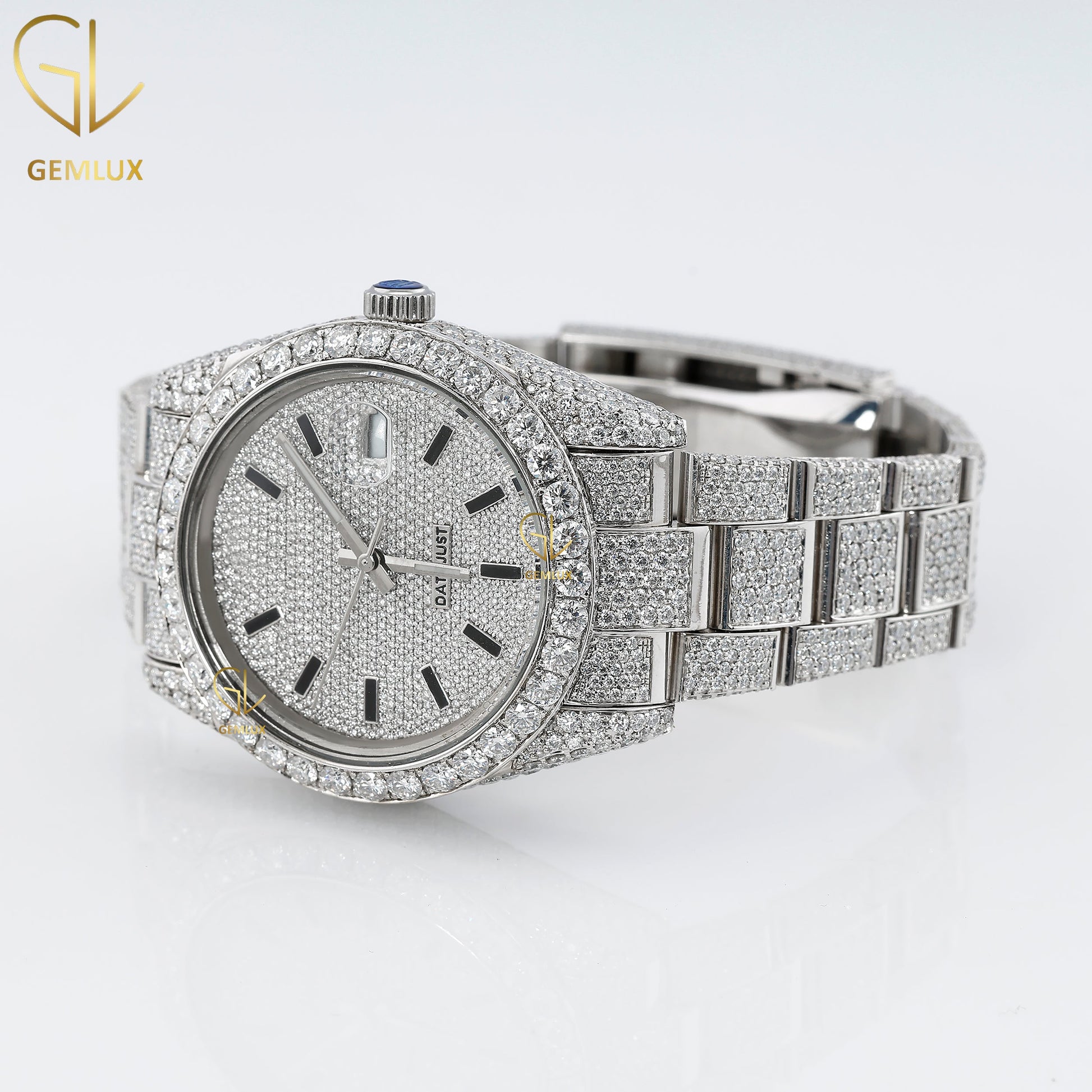Automatic Movement Full White Iced Out D VVS Moissanite Diamond Watch