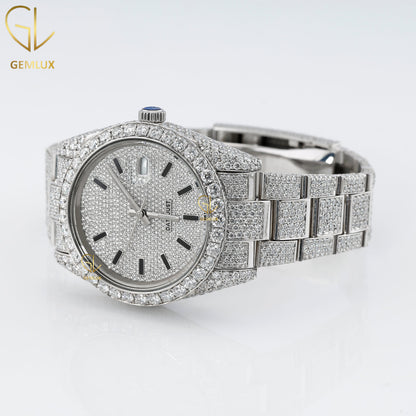 Automatic Movement Full White Iced Out D VVS Moissanite Diamond Watch