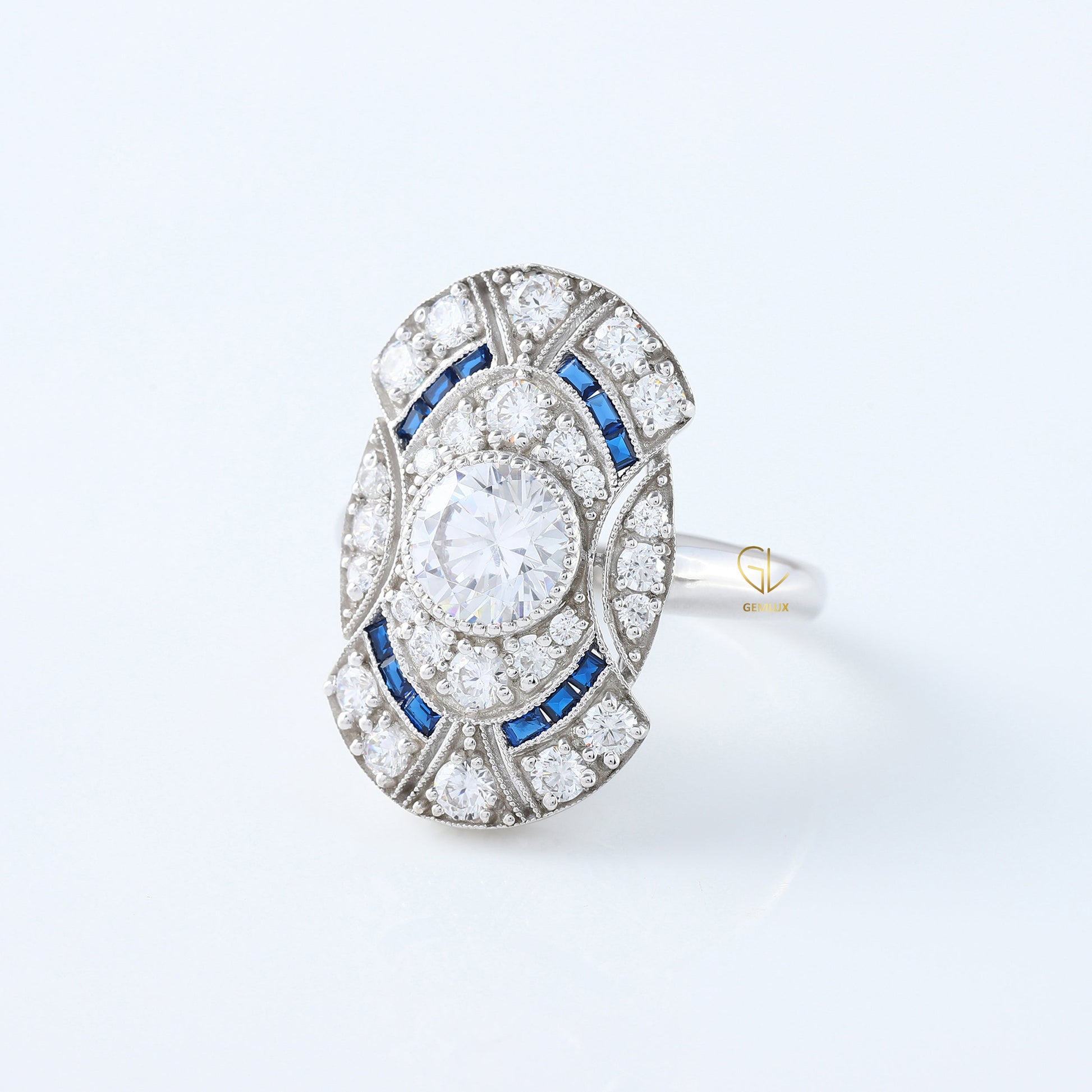 Vintage Art Deco Round Cut Lab Grown Cocktail Ring