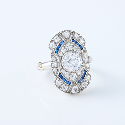 Vintage Art Deco Round Cut Lab Grown Cocktail Ring