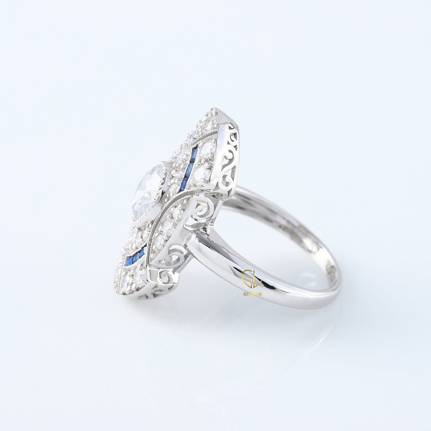 Vintage Art Deco Round Cut Lab Grown Cocktail Ring