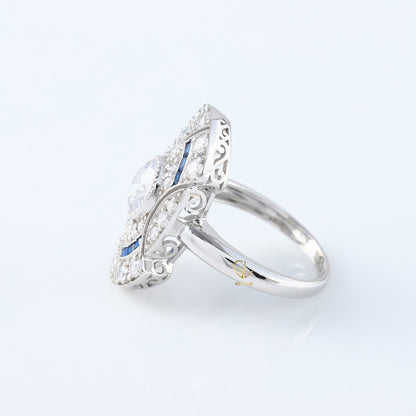 Vintage Art Deco Round Cut Lab Grown Cocktail Ring