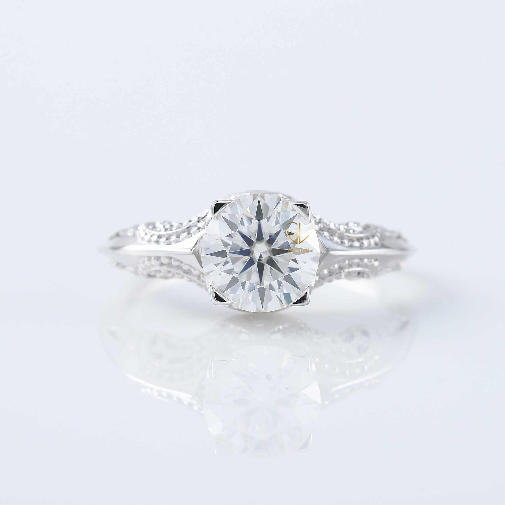 Vintage Inspired Lab Grown Art Deco Filigree Ring