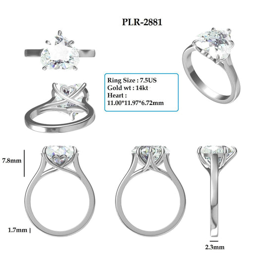 5 Ct Heart Shape Lab Grown Diamond Engagement Ring