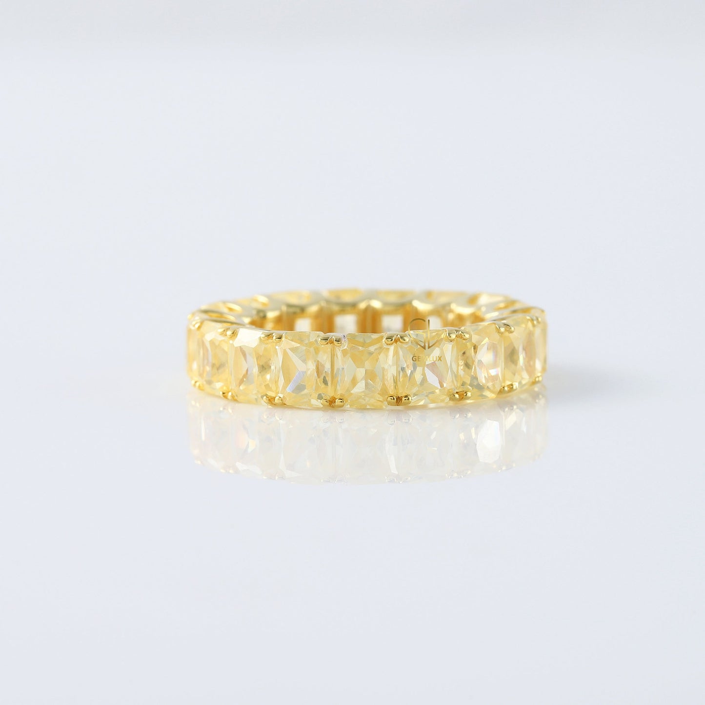 Yellow Radiant Lab Grown Diamond Eternity Wedding Band
