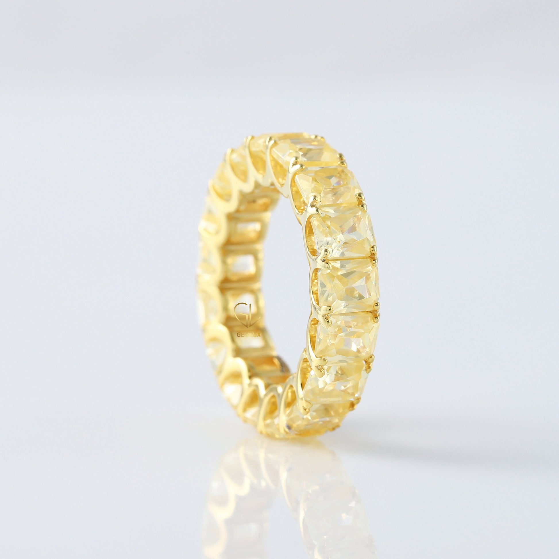 Yellow Radiant Lab Grown Diamond Eternity Wedding Band