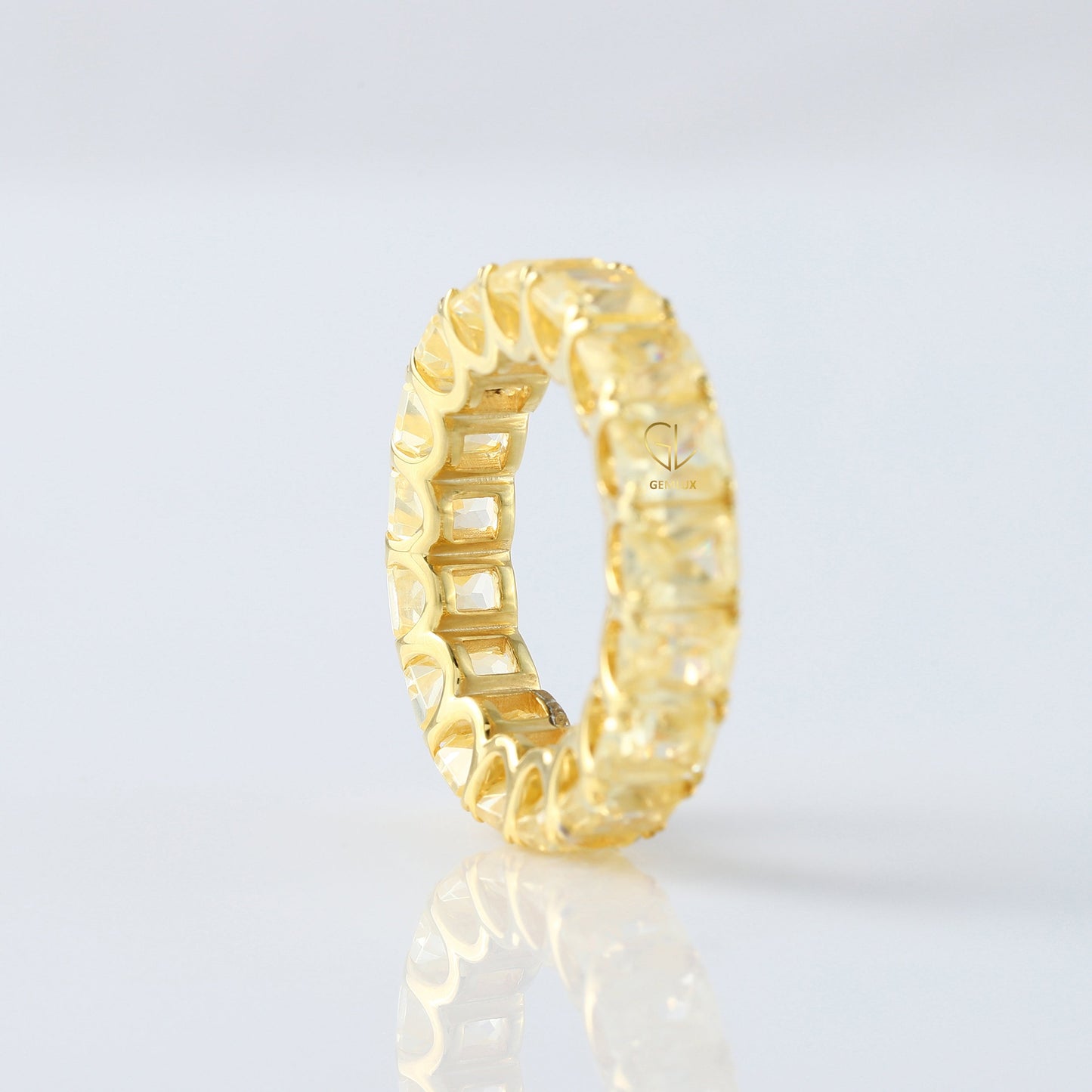 Yellow Radiant Lab Grown Diamond Eternity Wedding Band