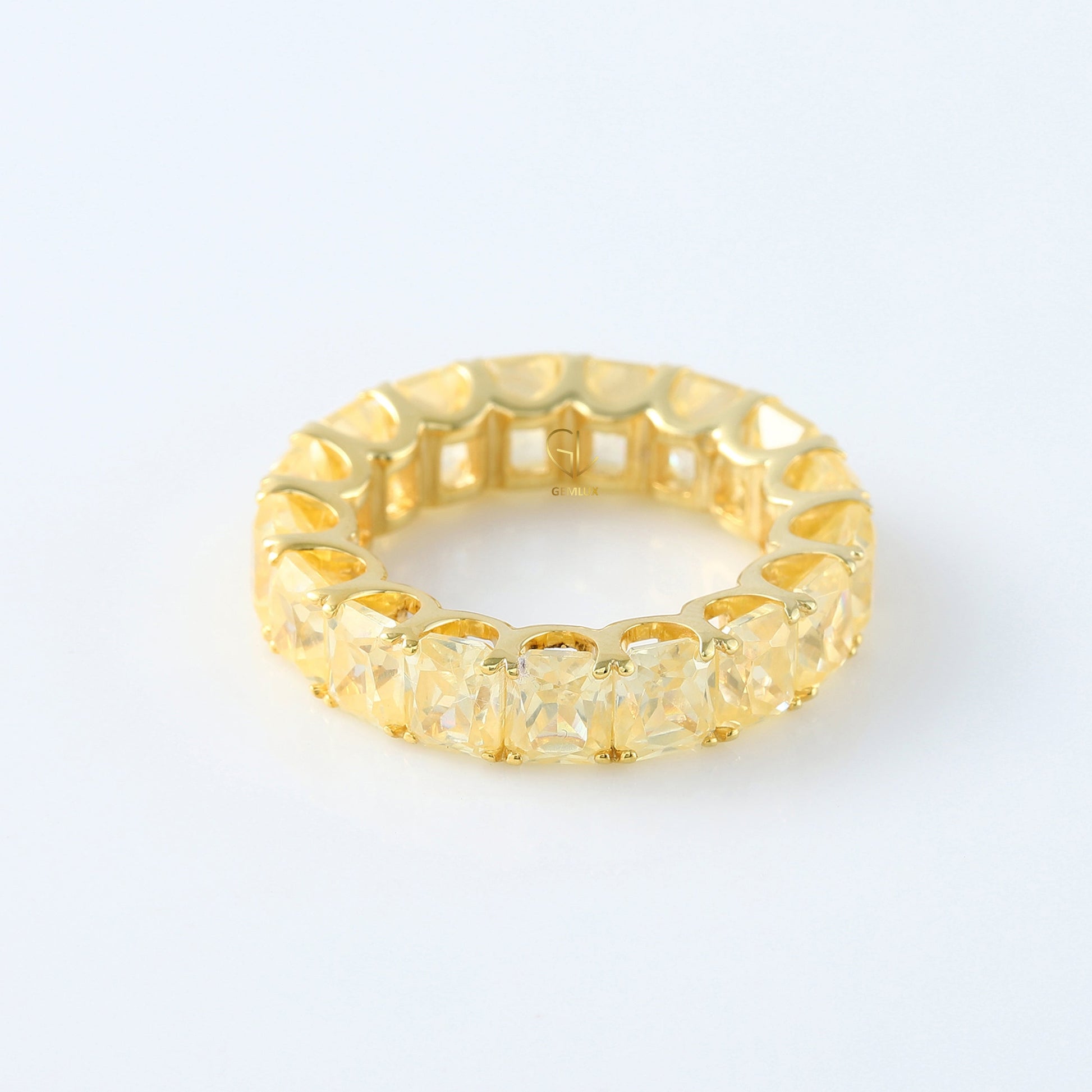 Yellow Radiant Lab Grown Diamond Eternity Wedding Band