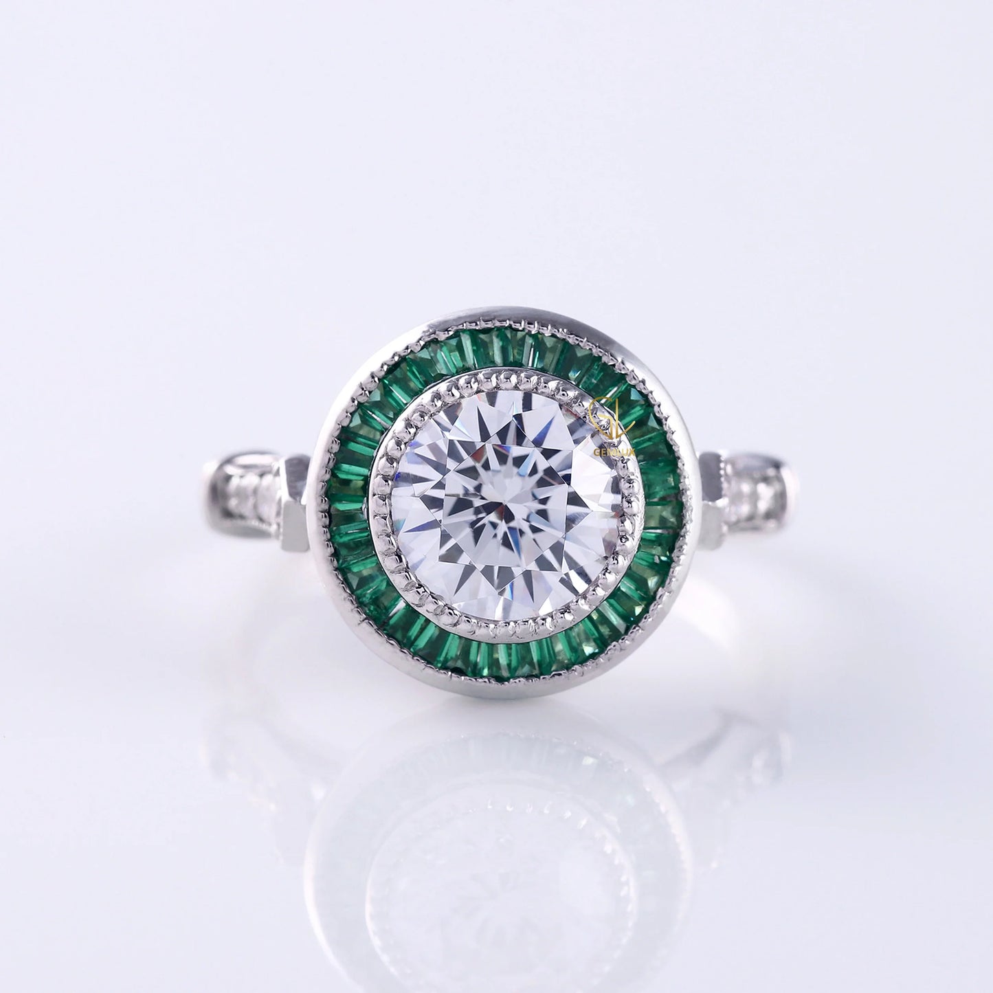 art deco ring, Round Engagement Rings, halo engagement ring, engagement rings, engagement rings for women, moissanite engagement rings