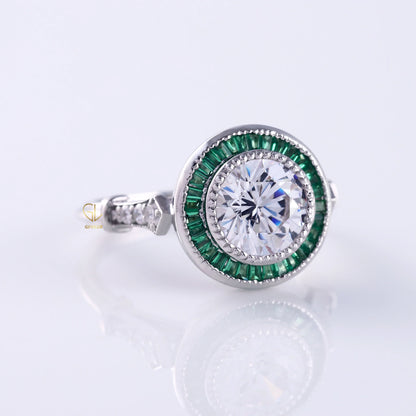 art deco ring, Round Engagement Rings, halo engagement ring, engagement rings, engagement rings for women, moissanite engagement rings