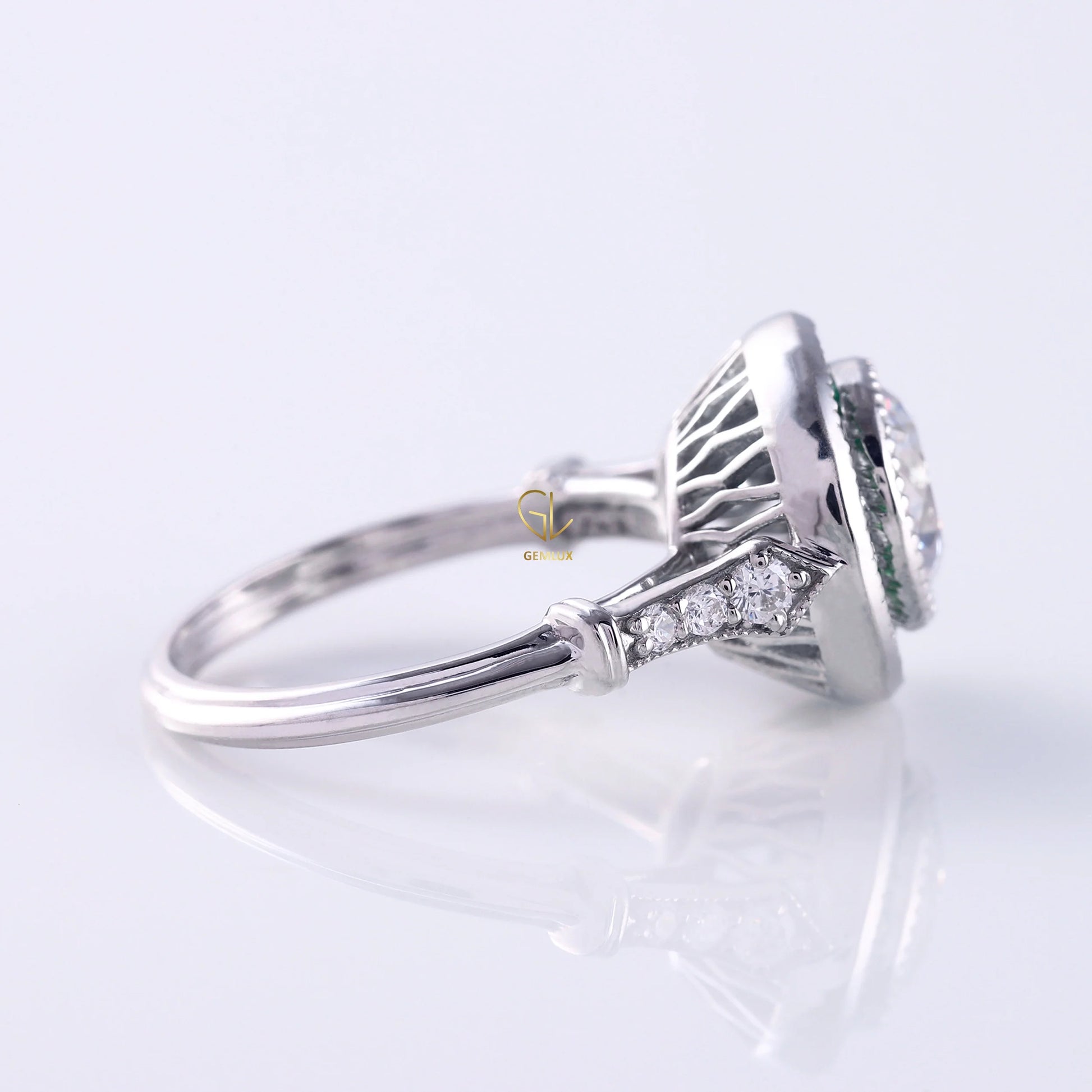 art deco ring, Round Engagement Rings, halo engagement ring, engagement rings, engagement rings for women, moissanite engagement rings