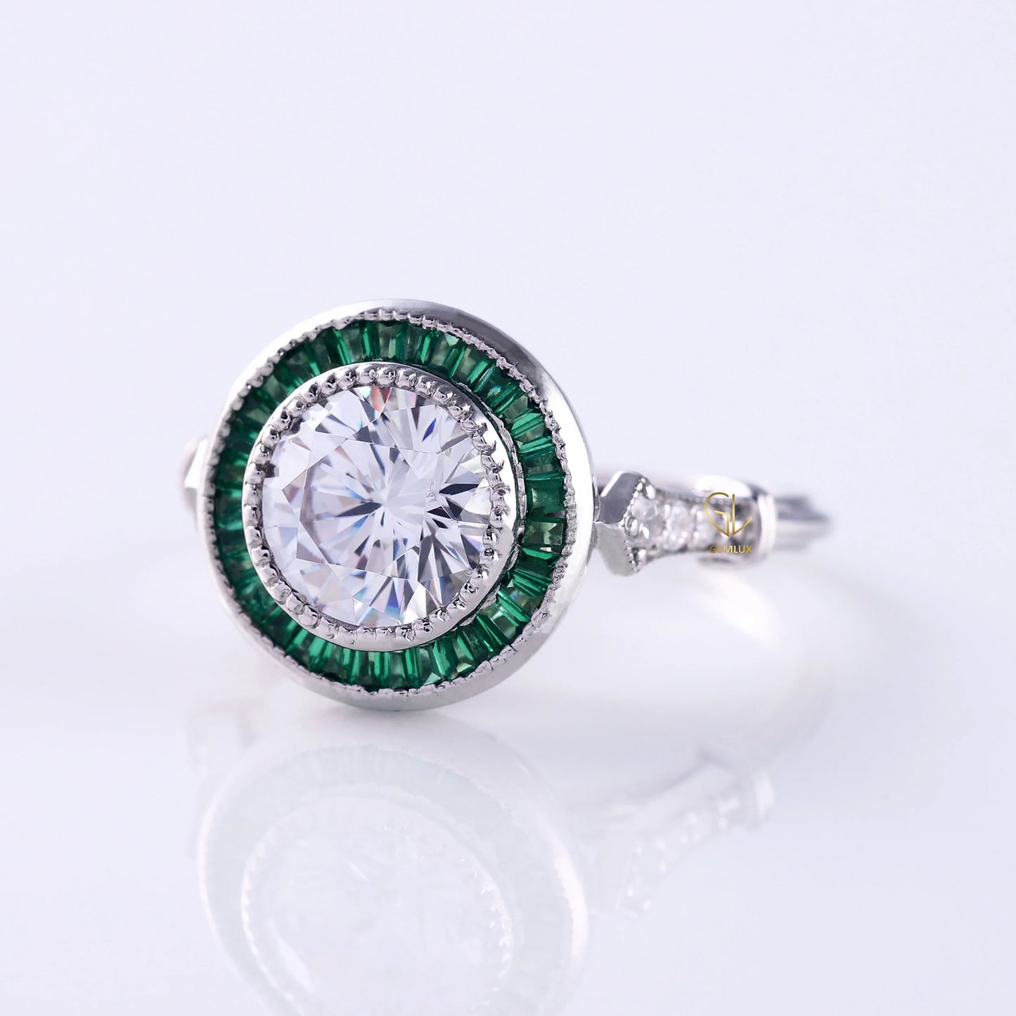 art deco ring, Round Engagement Rings, halo engagement ring, engagement rings, engagement rings for women, moissanite engagement rings