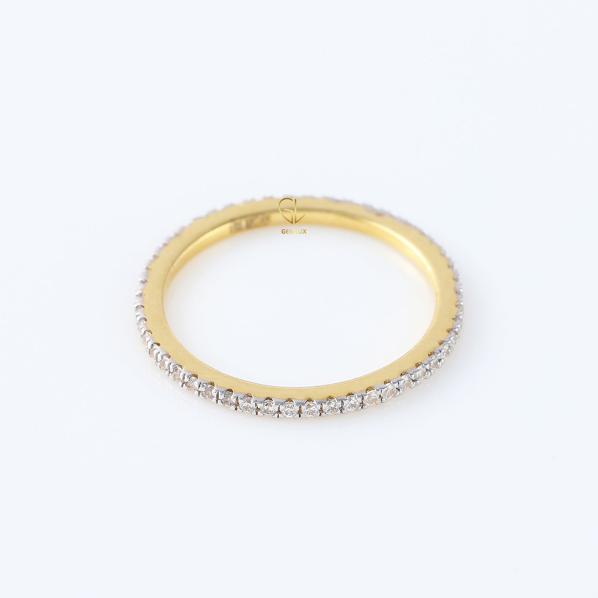 Lab Grown Round Cut Two Tone Stackable Wedding Band